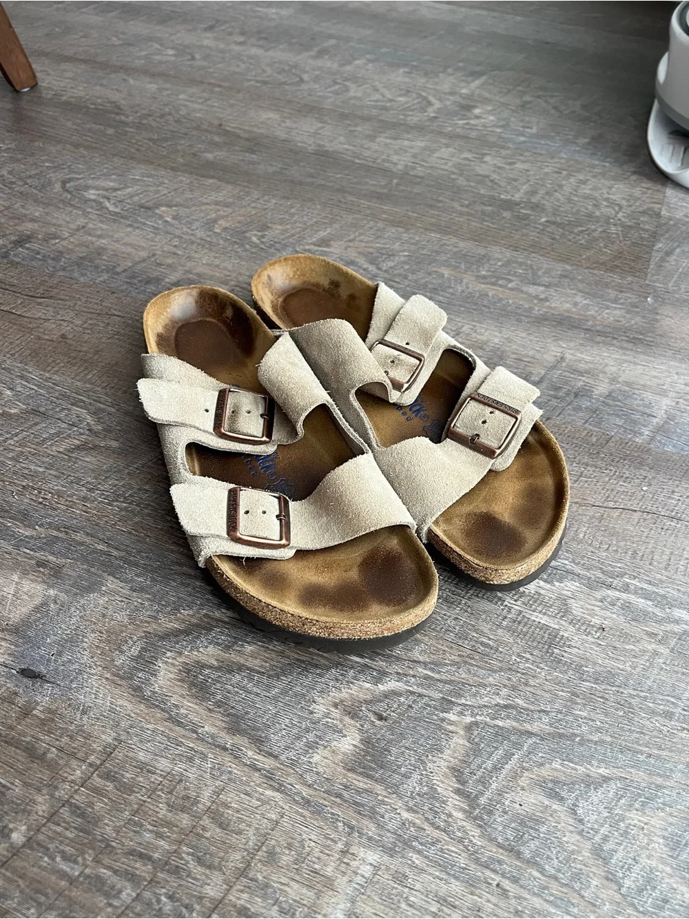 Birkenstock Arizona Suede Double Strap Sandals in Taupe